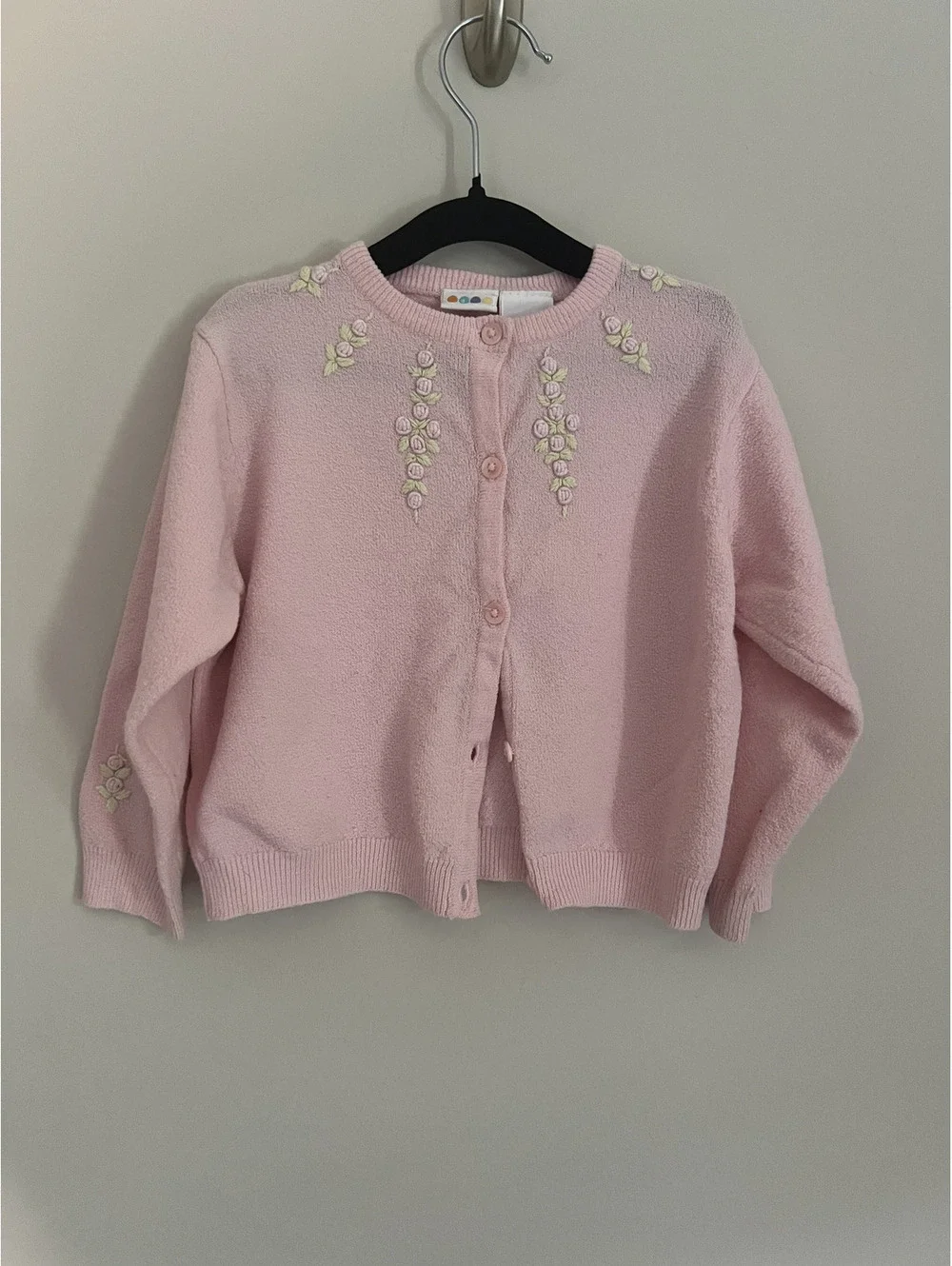 Vintage Y2K 2000 Gymboree Pink Floral Detail Long Sleeve Cardigan